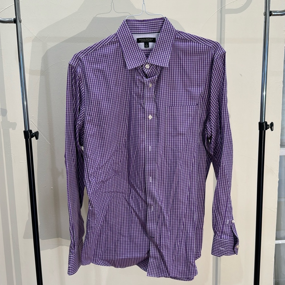 Banana Republic Purple Strip Non-Iron Classic Fit